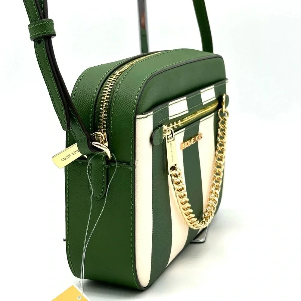 Michael Kors Large EW Zip Chain Xbody Crossbody Bag Fern Green Multi